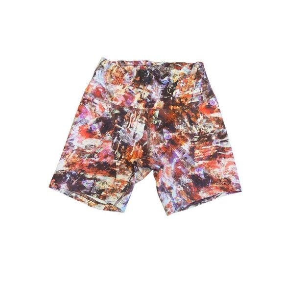 Lululemon wunder train high rise biker purple abstract multicolor shorts 8 ￼ - Picture 1 of 5